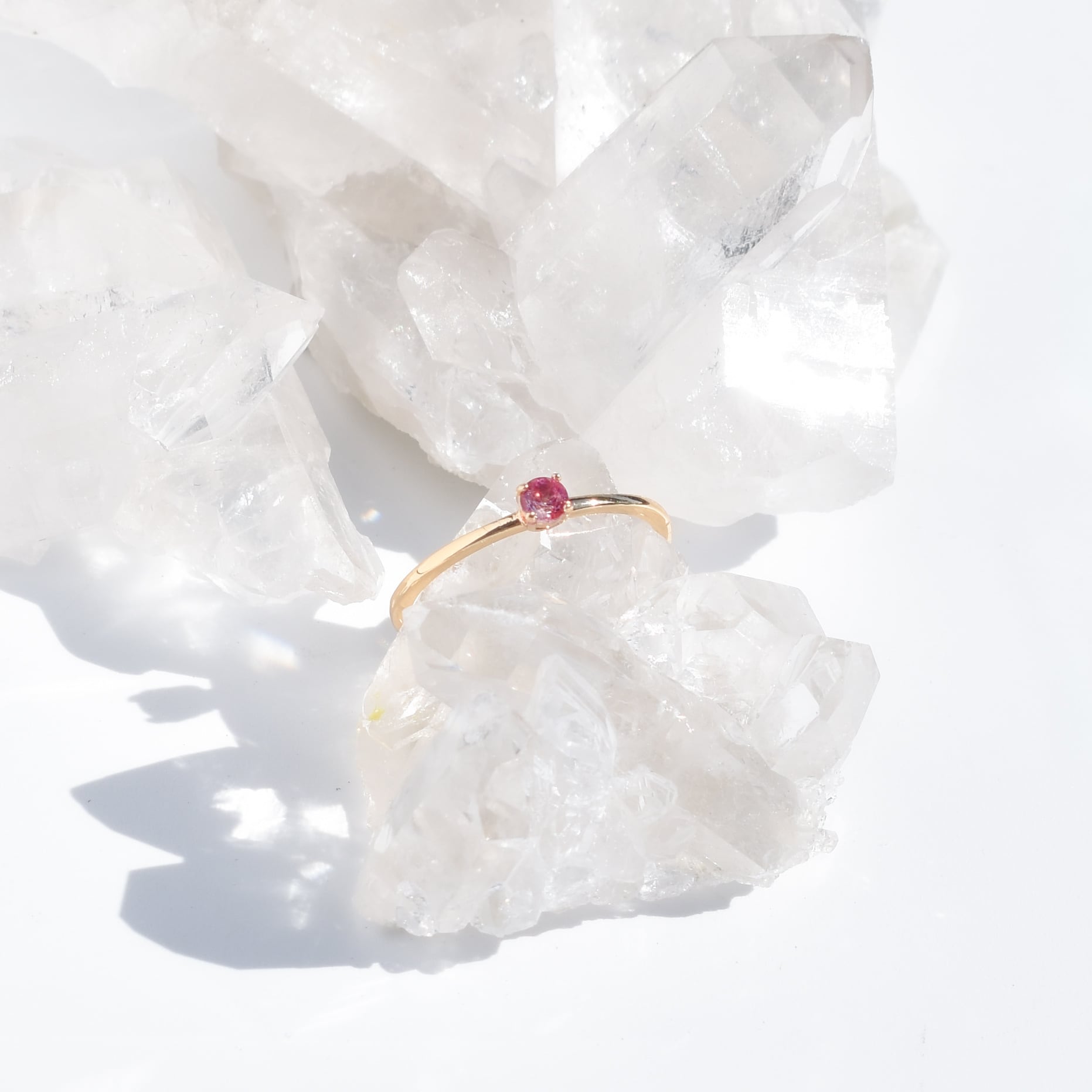 《Roma Jewelry》 重ね付け◎Pink Topaz Round Ring