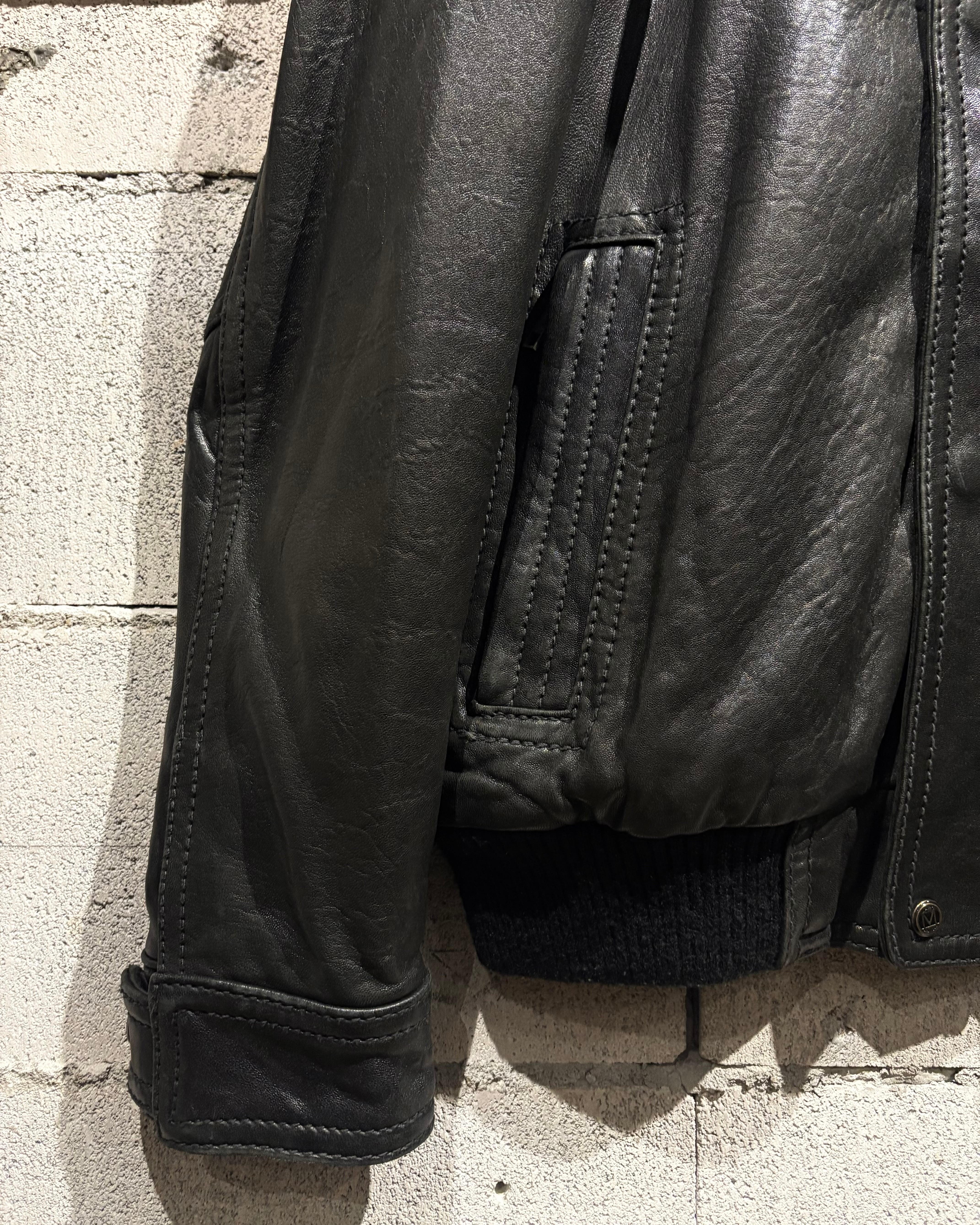 Caka otto】 “Andrew Marc” Vintage Stand Collar Lamb Leather Jacket