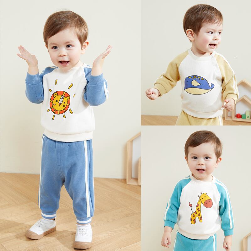 ベビースーツ春と秋のエグニースタイル2020新しい子供服子供用セーターパンツツーピースの赤ちゃん子供服春と秋の服 Duduベイビー24056474666