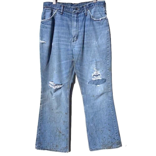 Wrangler - Made in USA - Highly Aged Bootcut Denim Pants [1970s-] Vintage Bell Bottoms, Size W-33