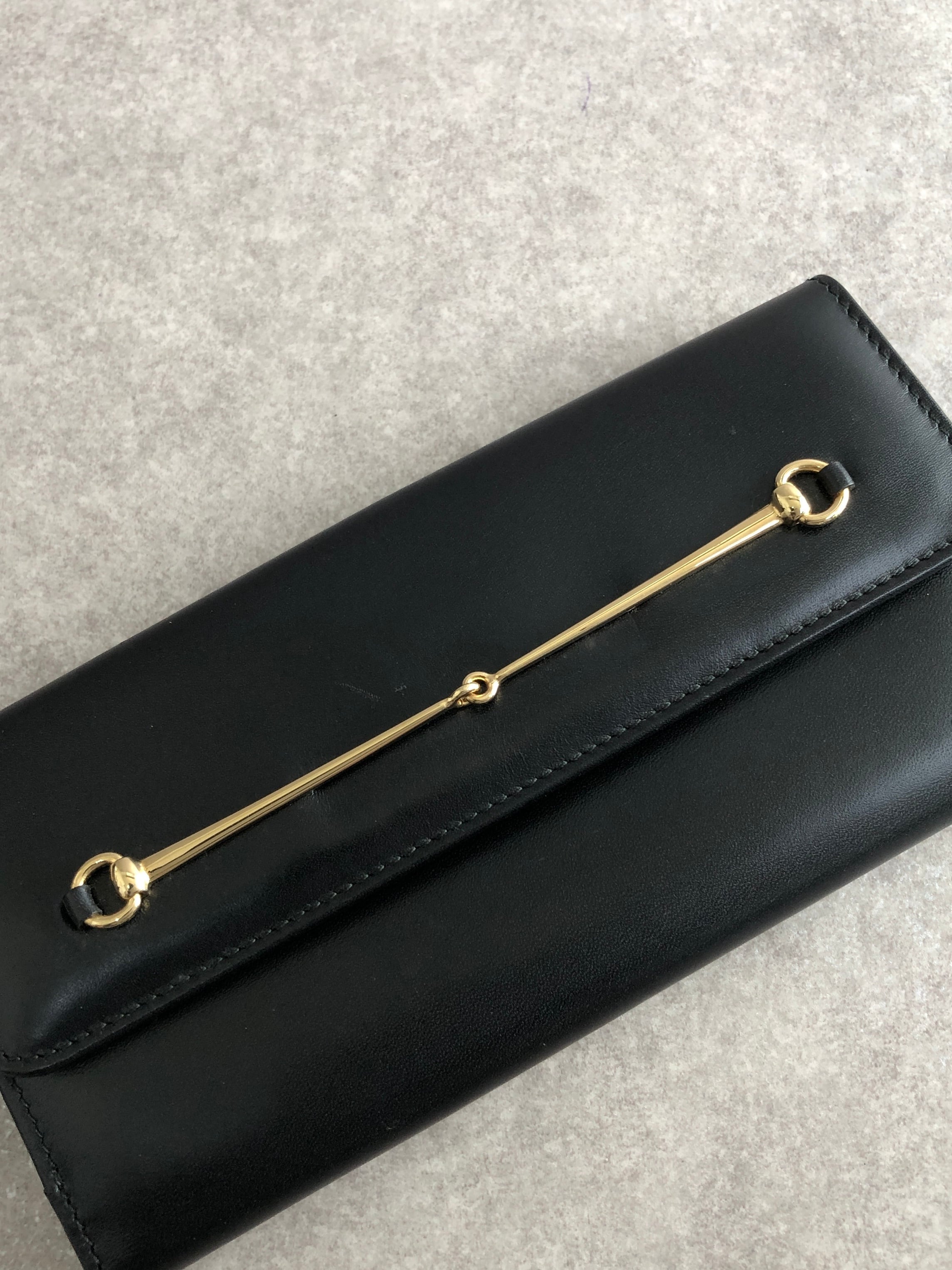 GUCCI グッチ 財布 ブラック ホースビット レザー 長財布 vintage
