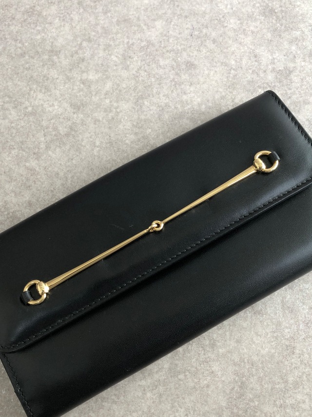 GUCCI グッチ 財布 ブラック ホースビット レザー 長財布 vintage ヴィンテージ オールド 5m243v