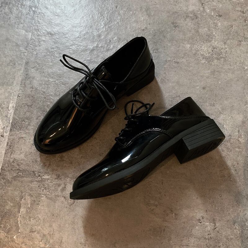 単一の靴の女性2019秋の新しいレトロな野生の学生のレースのフラットな底の厚さの英国スタイルの小さな革の靴の大学スタイル 部族の婦人靴2785392