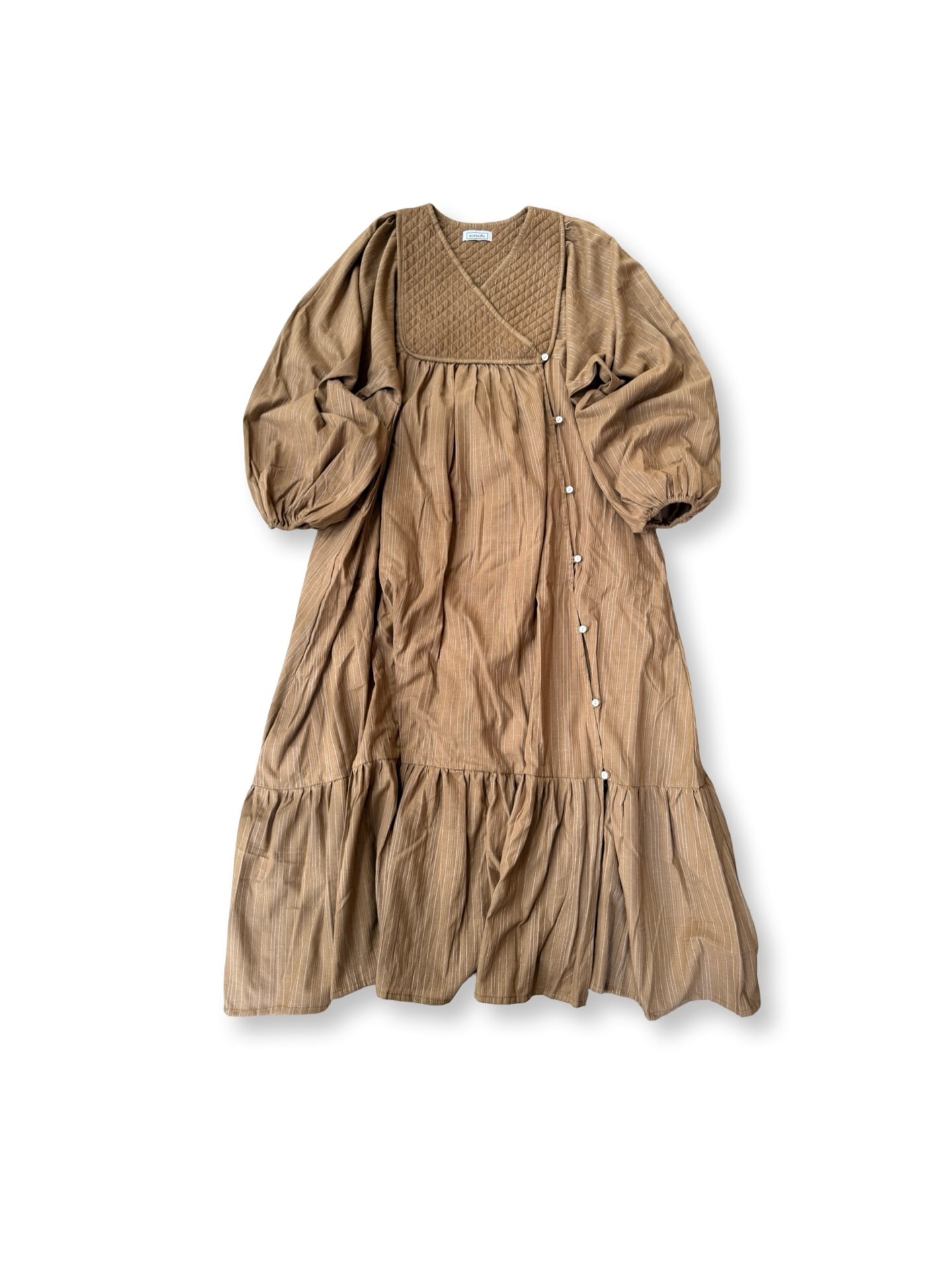 saruche 前開きミニボタンキルティングワンピース South Dobby Cotton