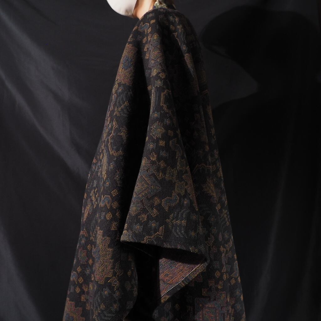 Geometric ethnic gobelin weave vintage poncho