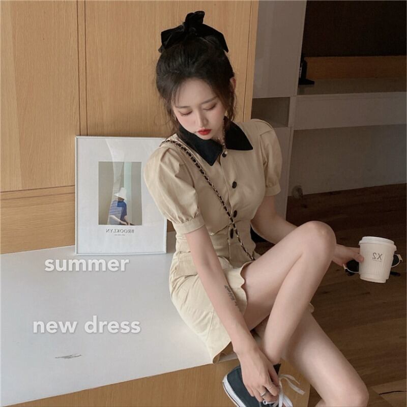 スタイルスタンダードカラードレス サマースカート 薄手 レトロ レース 夏物 ブラックストロベリース22382506404