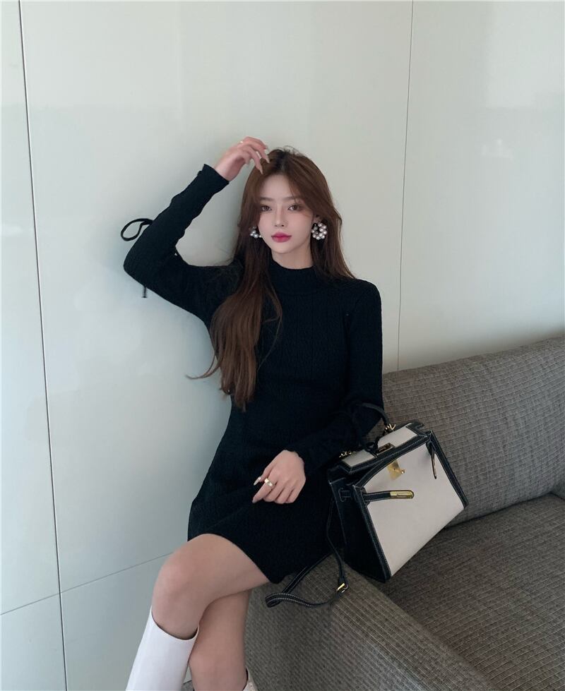 ニットブラックスリムショートスカート ロング ブラックストロベリース15781504652