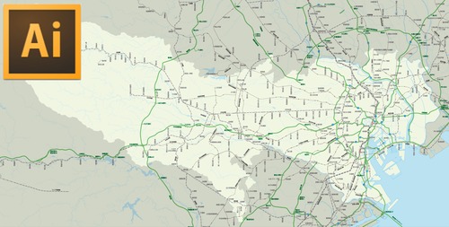 都道府県地図（鉄道と高速）-東京都