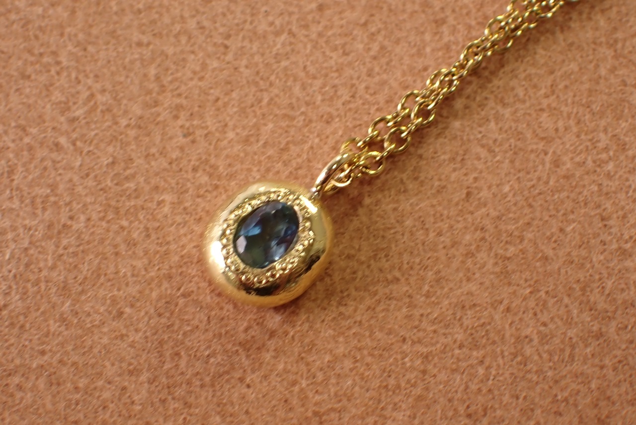 ロンドンブルートパーズペンダントトップ ブラス(真鍮) [D11‐82]