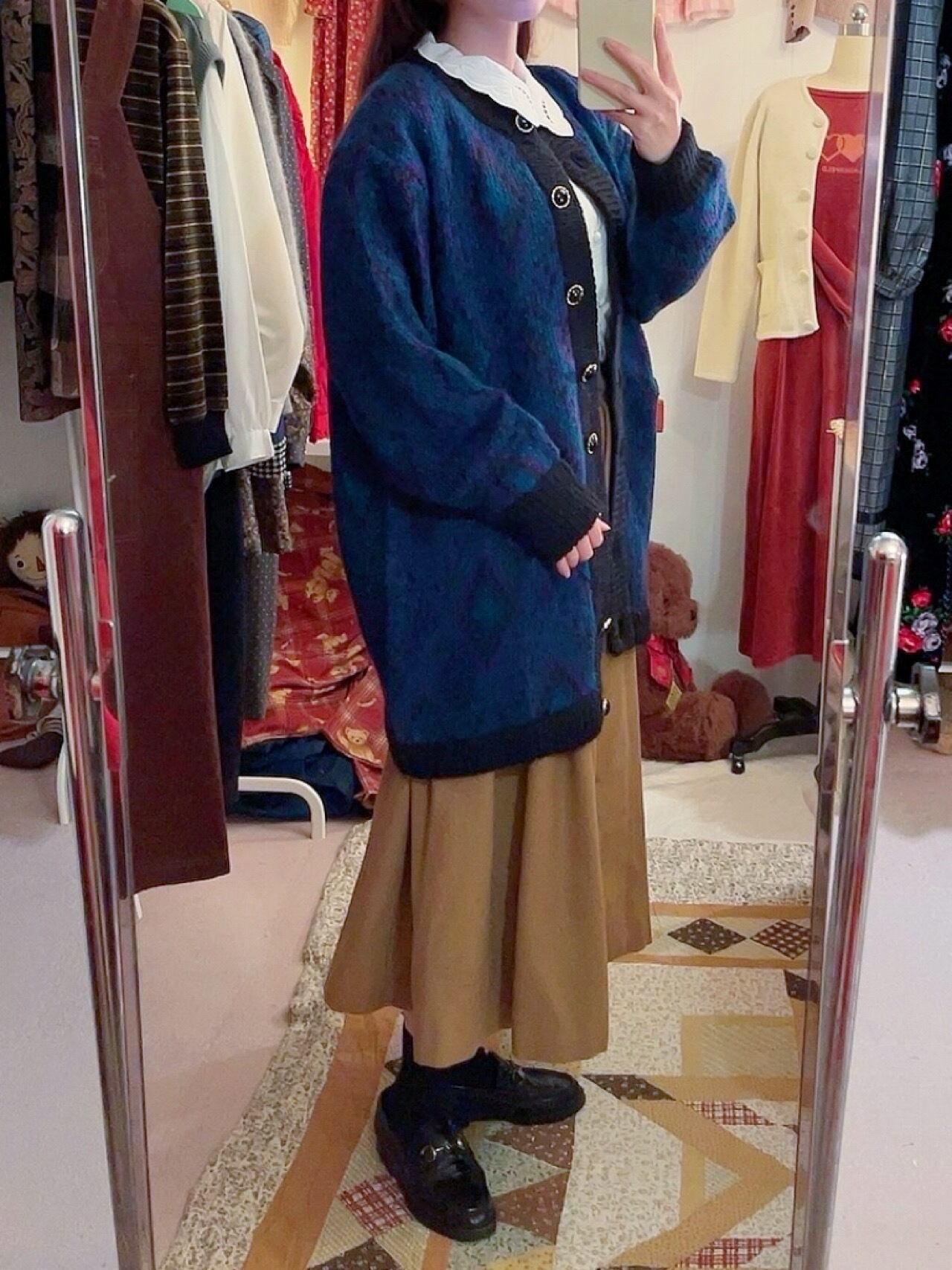 blue diamond liner knit cardigan