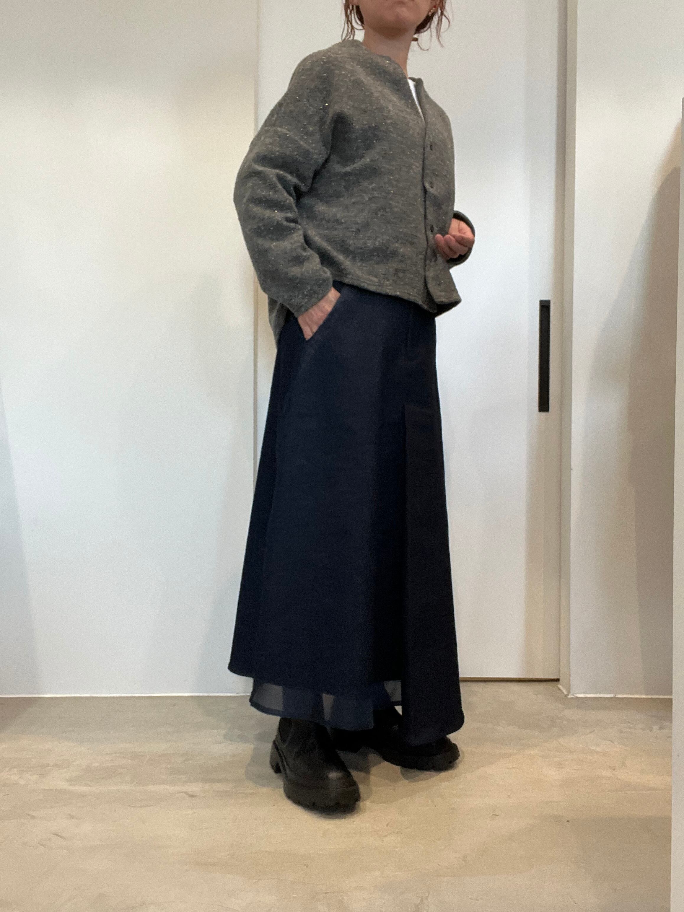 【SELECT】オーガンジー切替ストレッチタックスカート