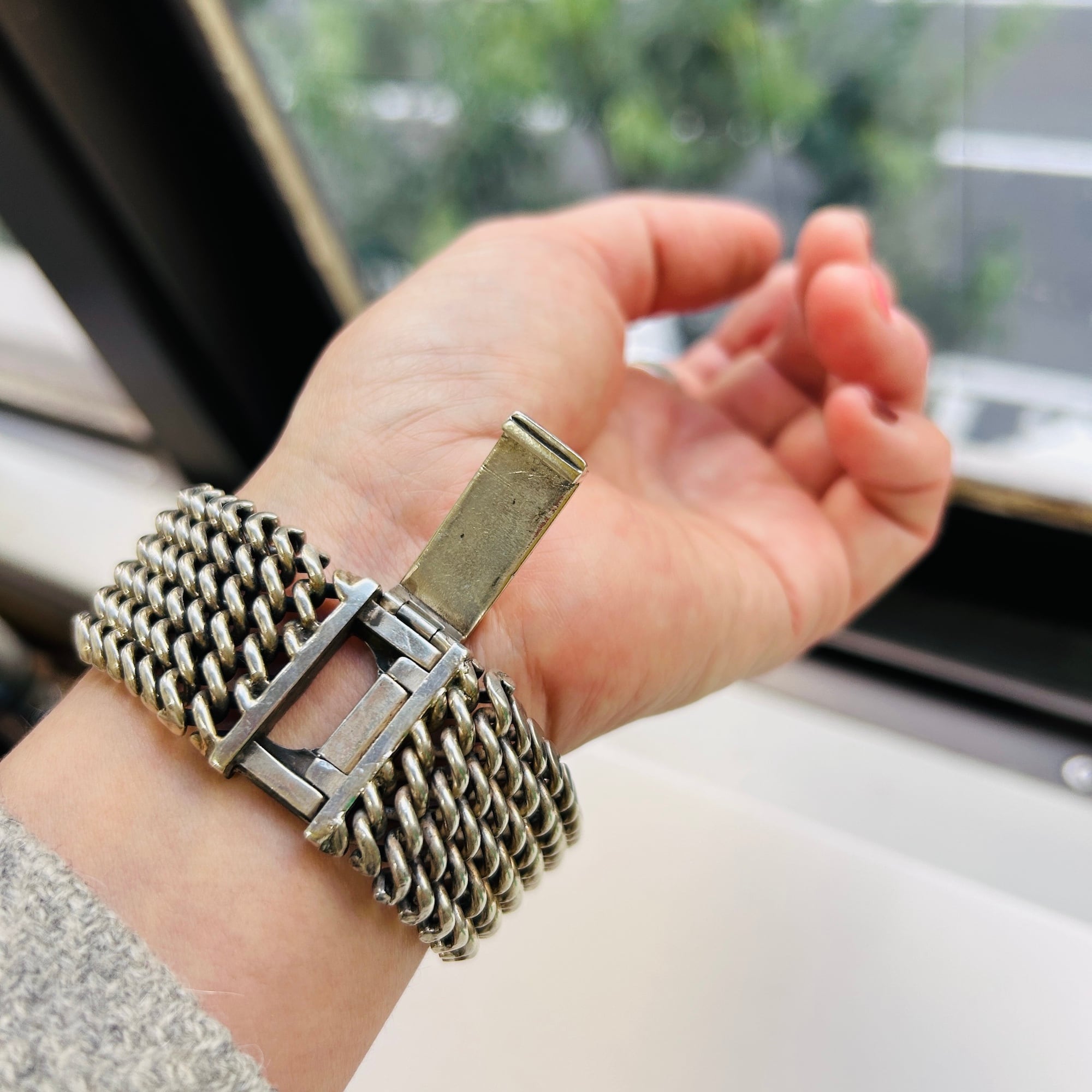 VINTAGE シルバー925 ブレスレット 100g シルバー925 WIDEチェーンベルトブレスレット | Milo Antiques