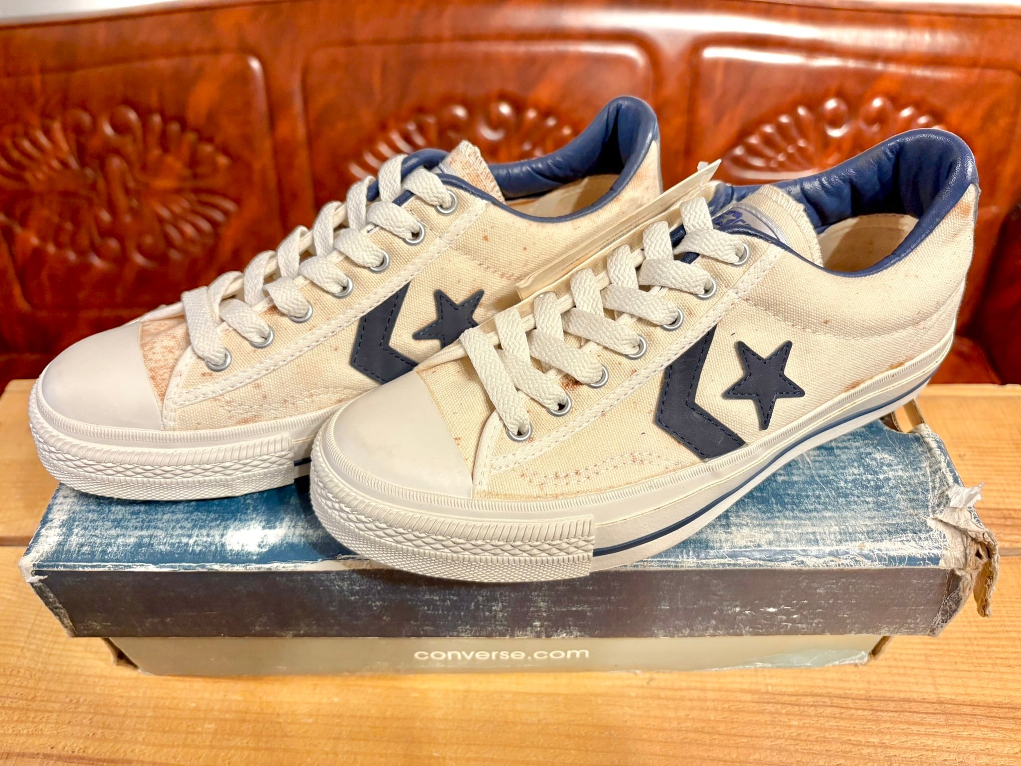 80sCONVERSEコンバースPRO STARプロスター USA製10 1/2 converse（コンバース）PRO STAR （プロスター） 白/紺 5.5 24.5cm 256