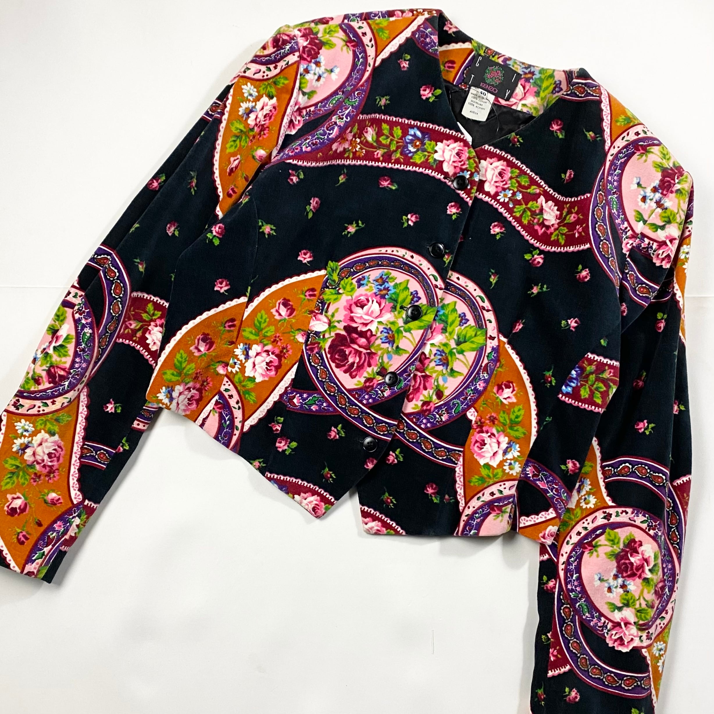 vintage KENZO botanical print velour bolero jacket | NOIR ONLINE