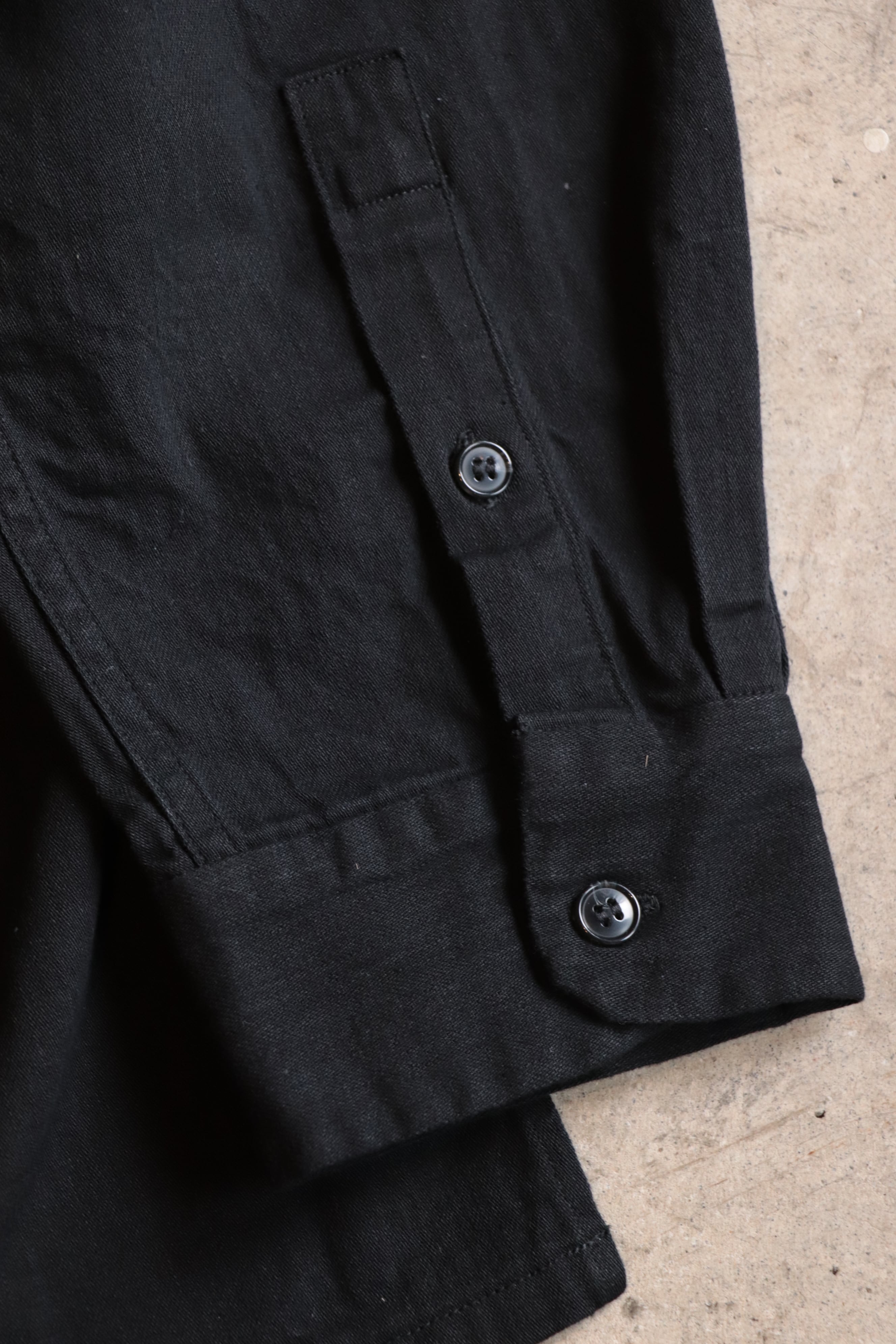 ANACHRONORM/アナクロノーム DENIM TUCK OPEN COLLAR SHIRT BLACK