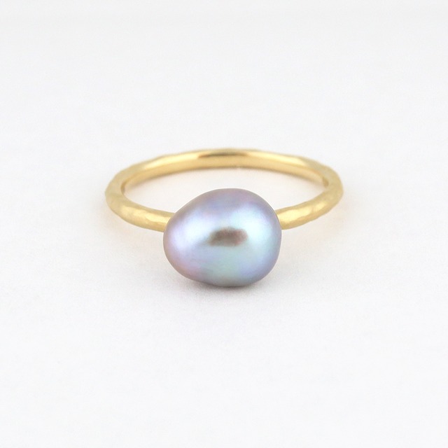 Natural color pearl  ring 〈gray〉