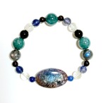 白龍浄化ブレスレット⭐︎ブラッドショットアイオライトトップ(オーバル) 一点物