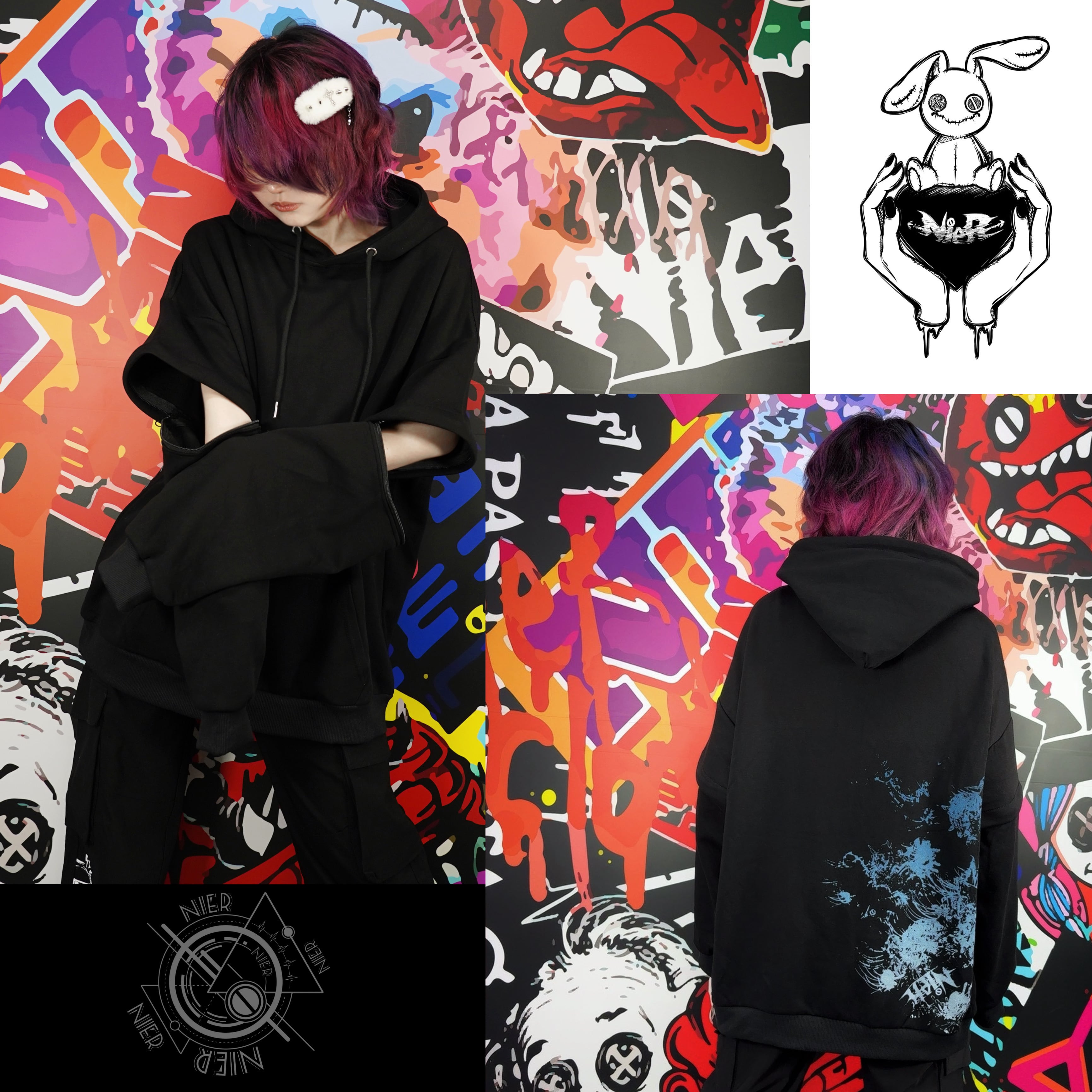 3WAY ZIP SLEEVE HOODIE【彼岸花GRADATION】 | NIER CLOTHING