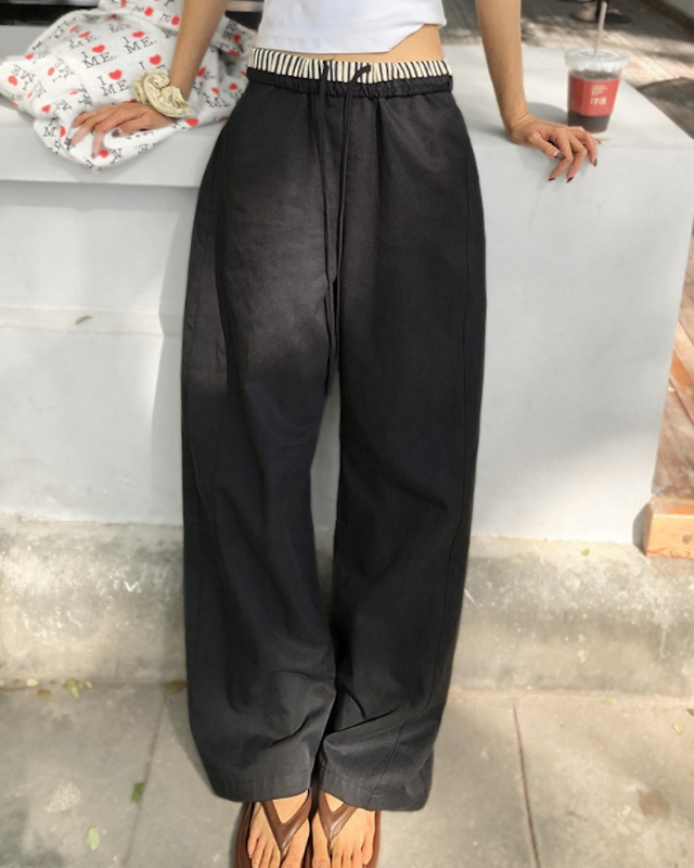 Drawstring waist striped pants　TH3755