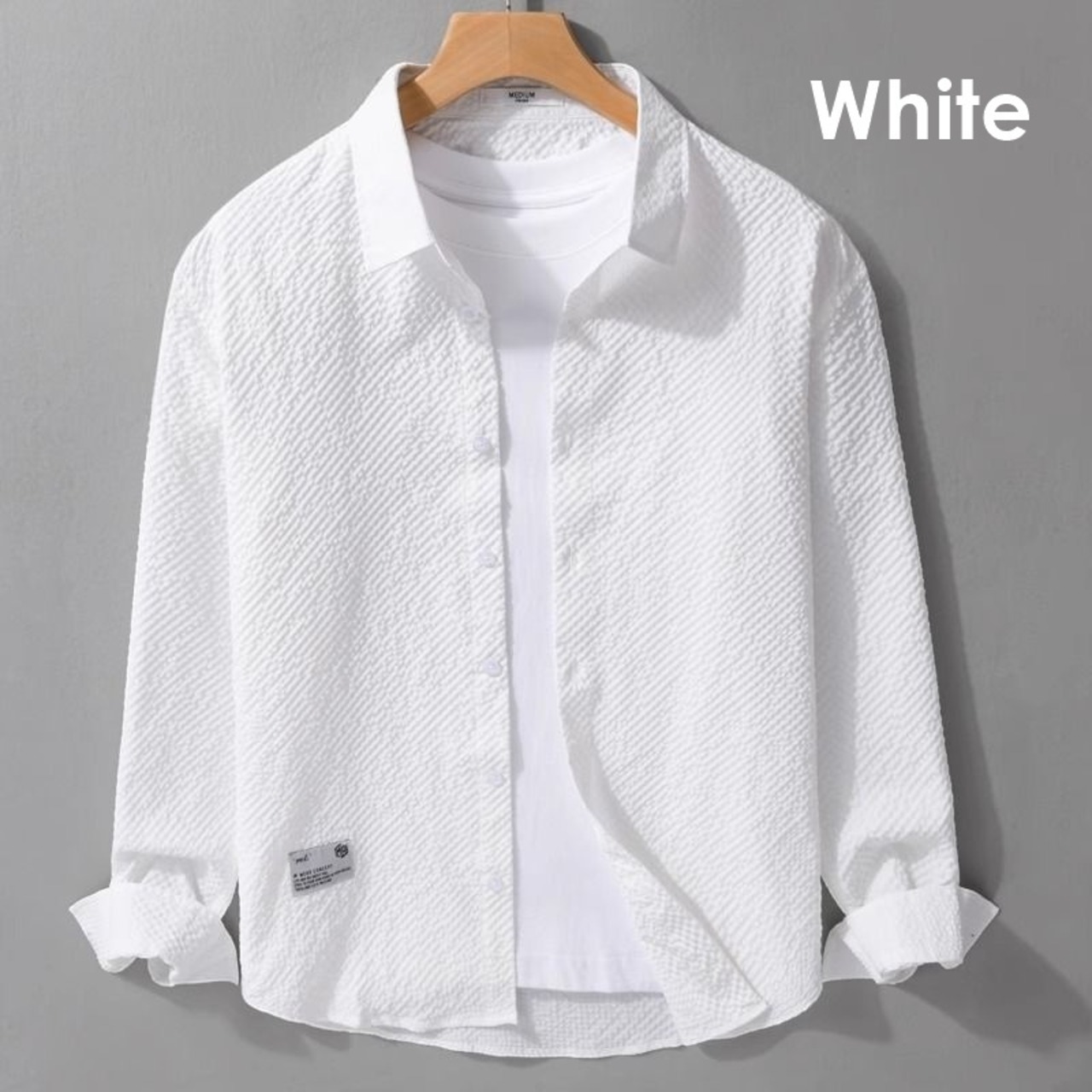 【M-3XL】Light Textured Long Sleeve Shirt / ライト テクスチャー 長袖 シャツ