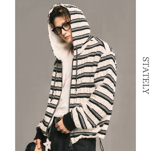 Cable Stripe ジップアップフーディー/4color__T09 画像