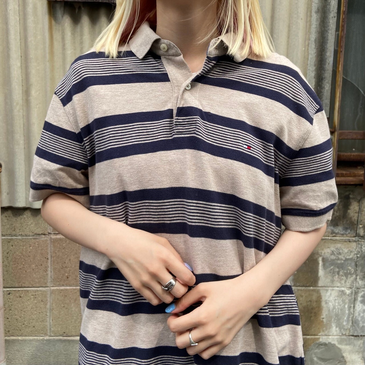 TOMMY HILFIGER トミーヒルフィガー マルチボーダーポロシャツ ワン 