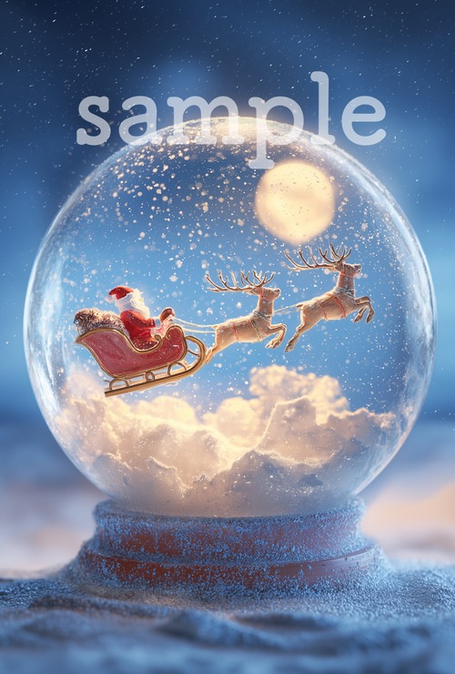 夜空を渡るサンタ