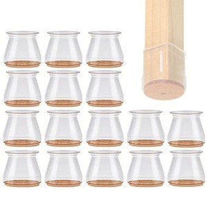 【特価処分】椅子足カバー 椅子の足キャップ 椅子脚キャップ イス脚カバー フェルト フローリング 傷防止 床キズ防止 防音 (16個入り透明)