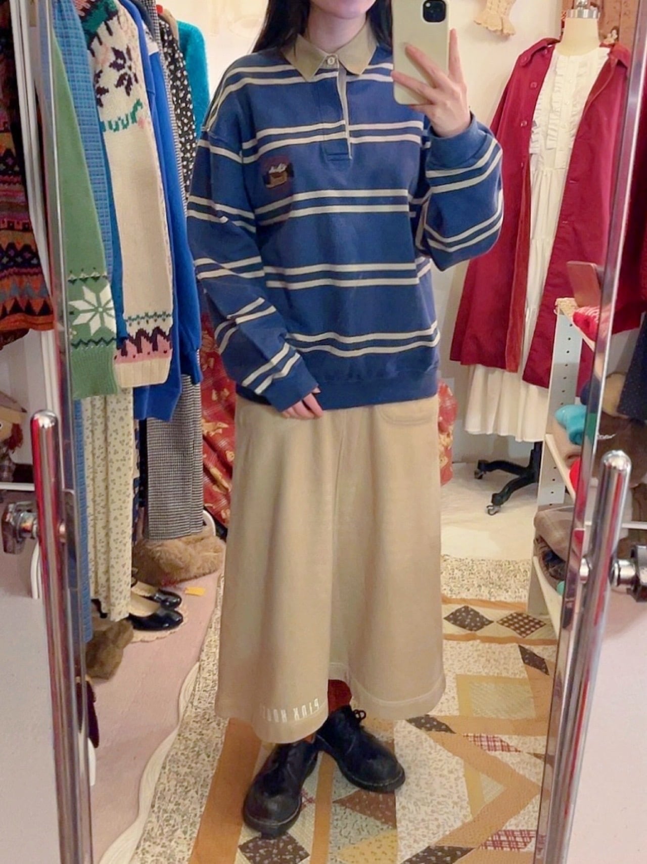 PINKHOUSE / beige sweat ribbon skirt