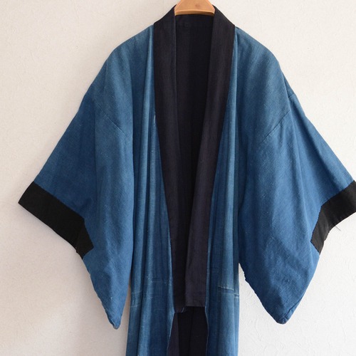 襤褸 着物 藍染 古着 木綿 古布 ジャパンヴィンテージ リメイク素材 | Boro Indigo Kimono Cotton Japanese Fabric Vintage Robe Long