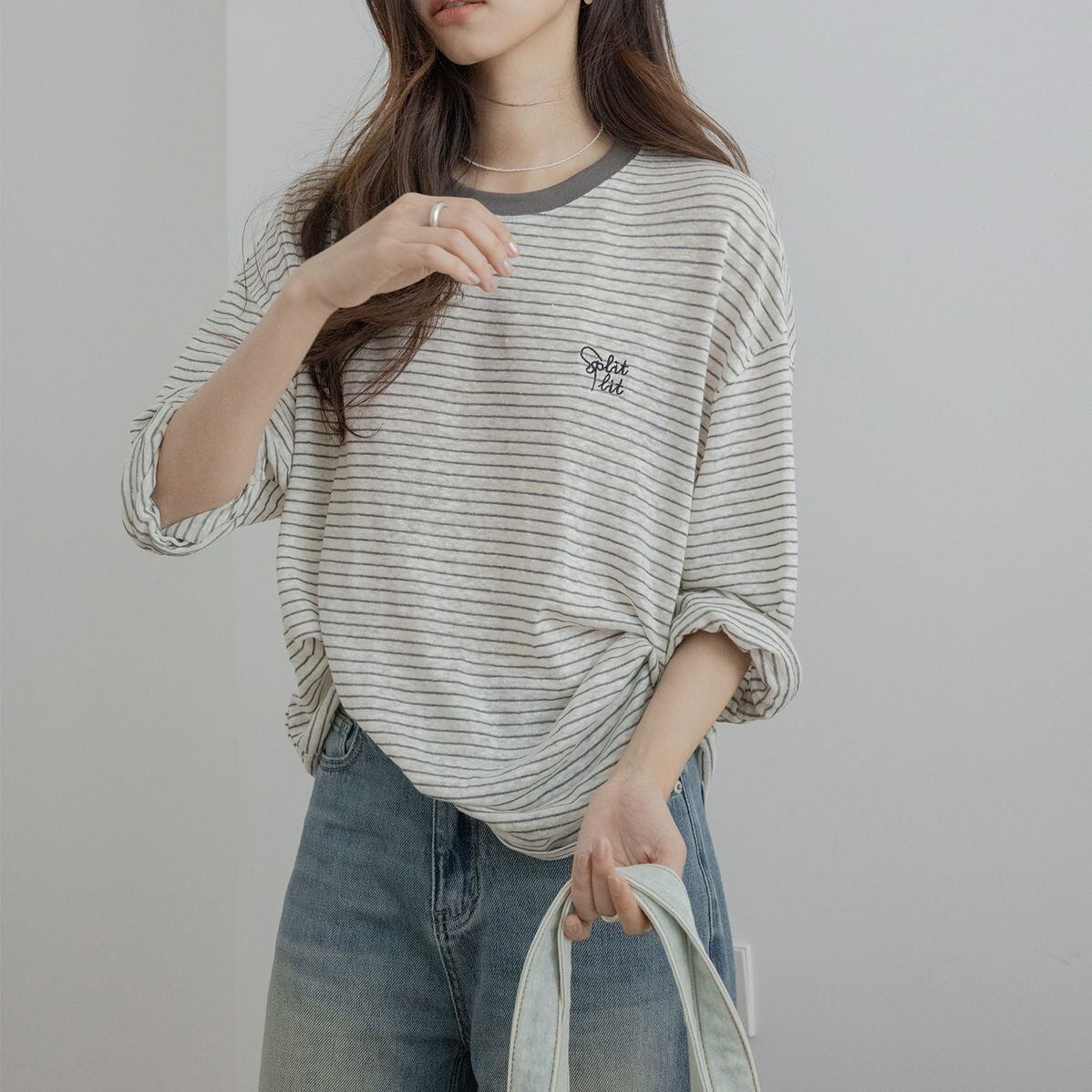 スノーフレークコットンストライプTシャツ 3color TO1111