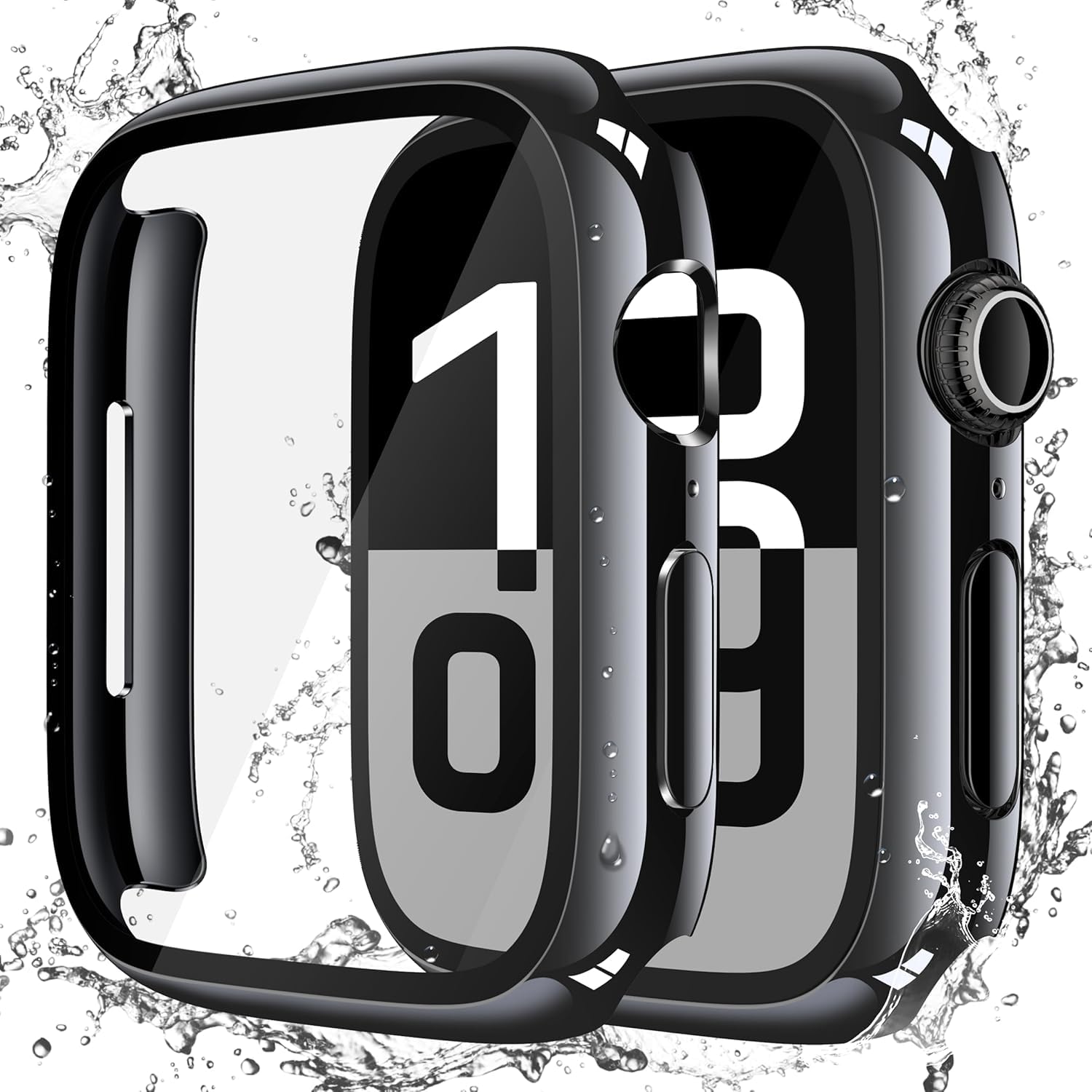 【努力特価】ULOE For Apple Watch Series 11 (2025) Series 10 46mm 防水ケース PC素材 硬度9H強化ガラス 高透過率 装着簡単 耐衝撃 指紋防止 傷防止 超薄型 全面保護 対応アップルウォッチ 11/10 46mmカバー(ジェット・ブラック)