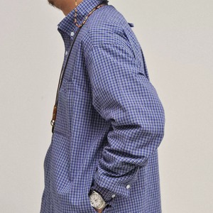 ブルーチェック ワイドシャツ　A1739