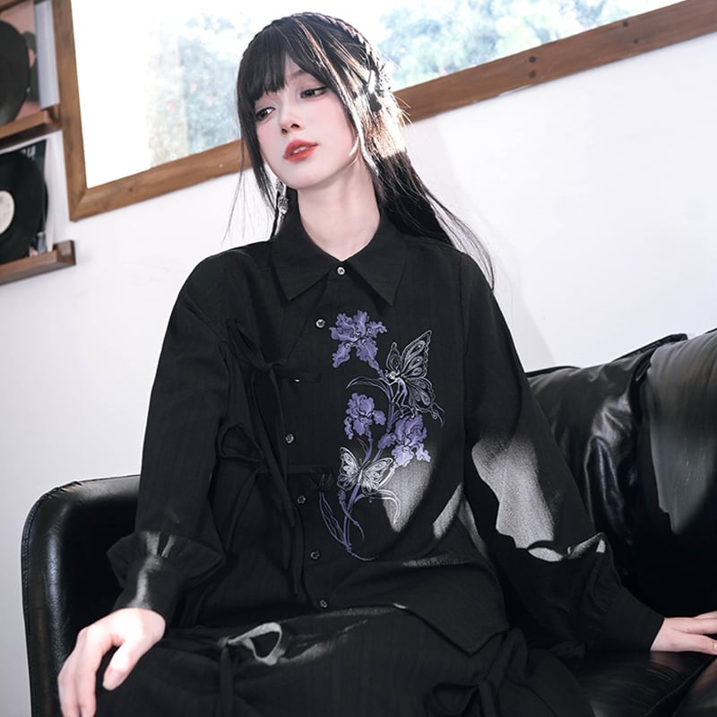 古怪舍---鳶尾シリーズ】☆チャイナ風トップス☆ シャツ 長袖