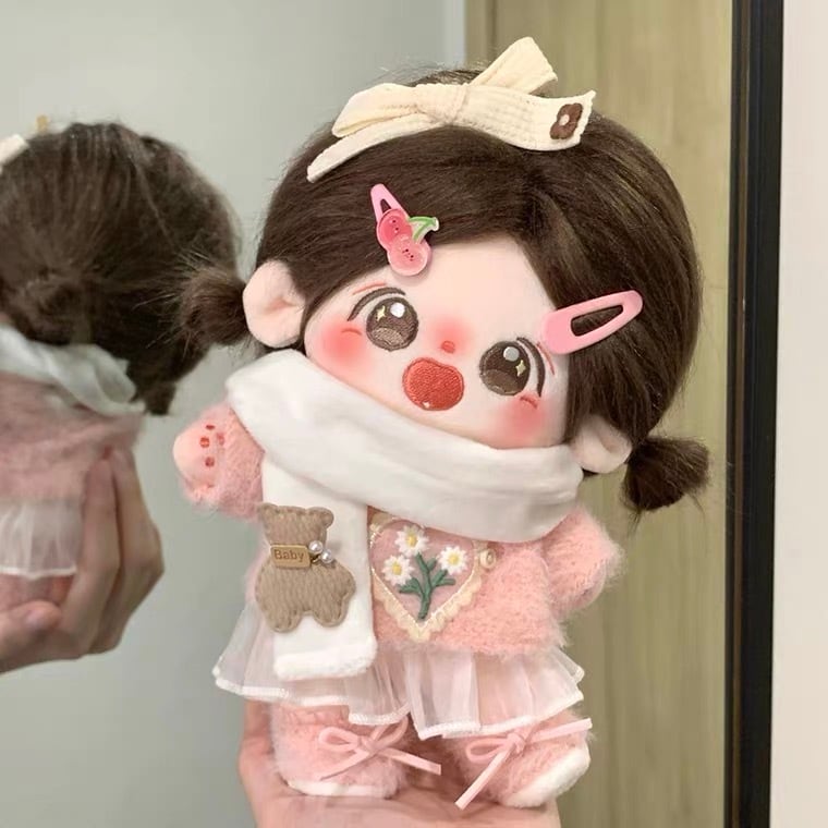 20cmぬい服】ふわふわピーチニットのコーデ 20cm着せ替えぬいぐるみ用
