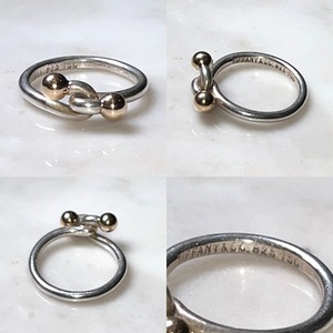 TIFFANY silver × k18 ring " hook & eye "