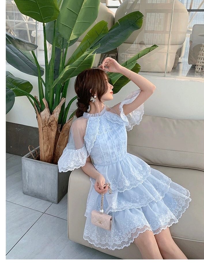 水色 ワンピース ガーリー ドレス ブルー XS 爽やか | LOVEYsmileSHOP