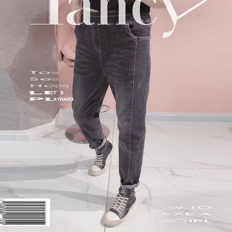 プラスサイズナインポイントジーンズレディースストレートルーズハイウエストスリミング2020新秋ファッションファットシスターファッションレディーストレンド ミックスインファッション1686913963