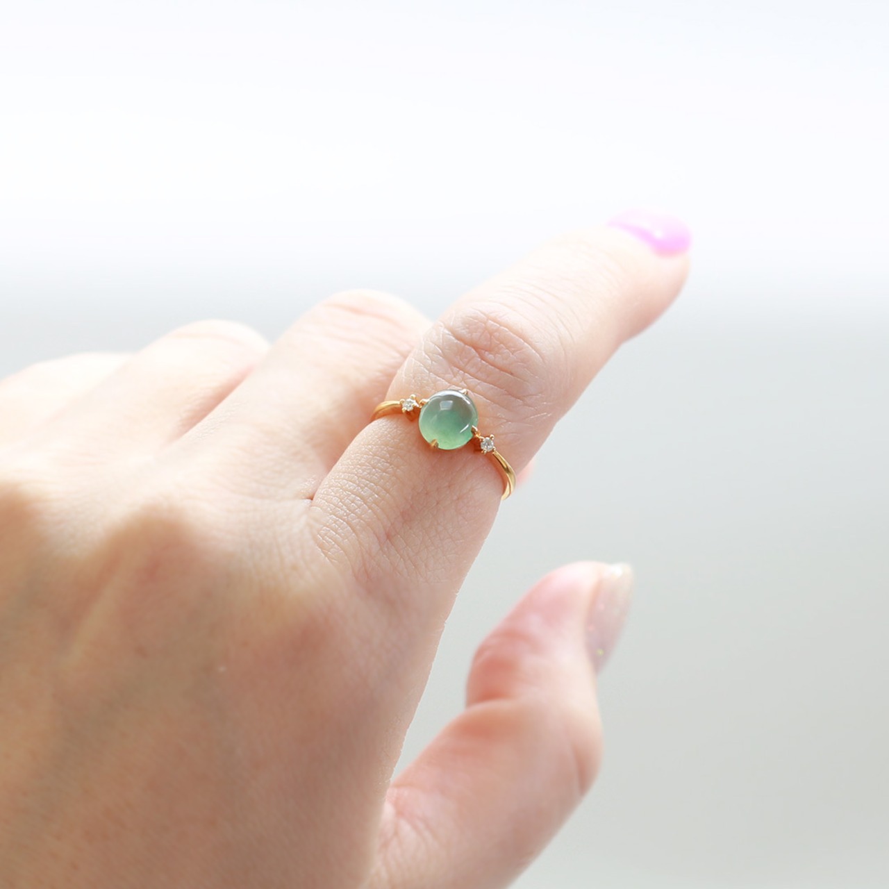 翡翠リング K10YG jade diamond A貨翡翠 jd_rg2202