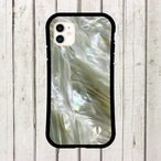 iPhoneケース シェル 貝殻模様｜ホワイトオーロラのシェル柄プリント SHELL010-3