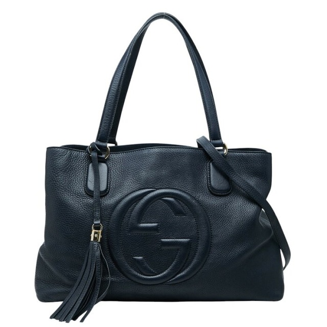 グッチ ソーホー トートバッグ ショルダーバッグ 2WAY 308363 ネイビー レザー レディース GUCCI 【中古】
