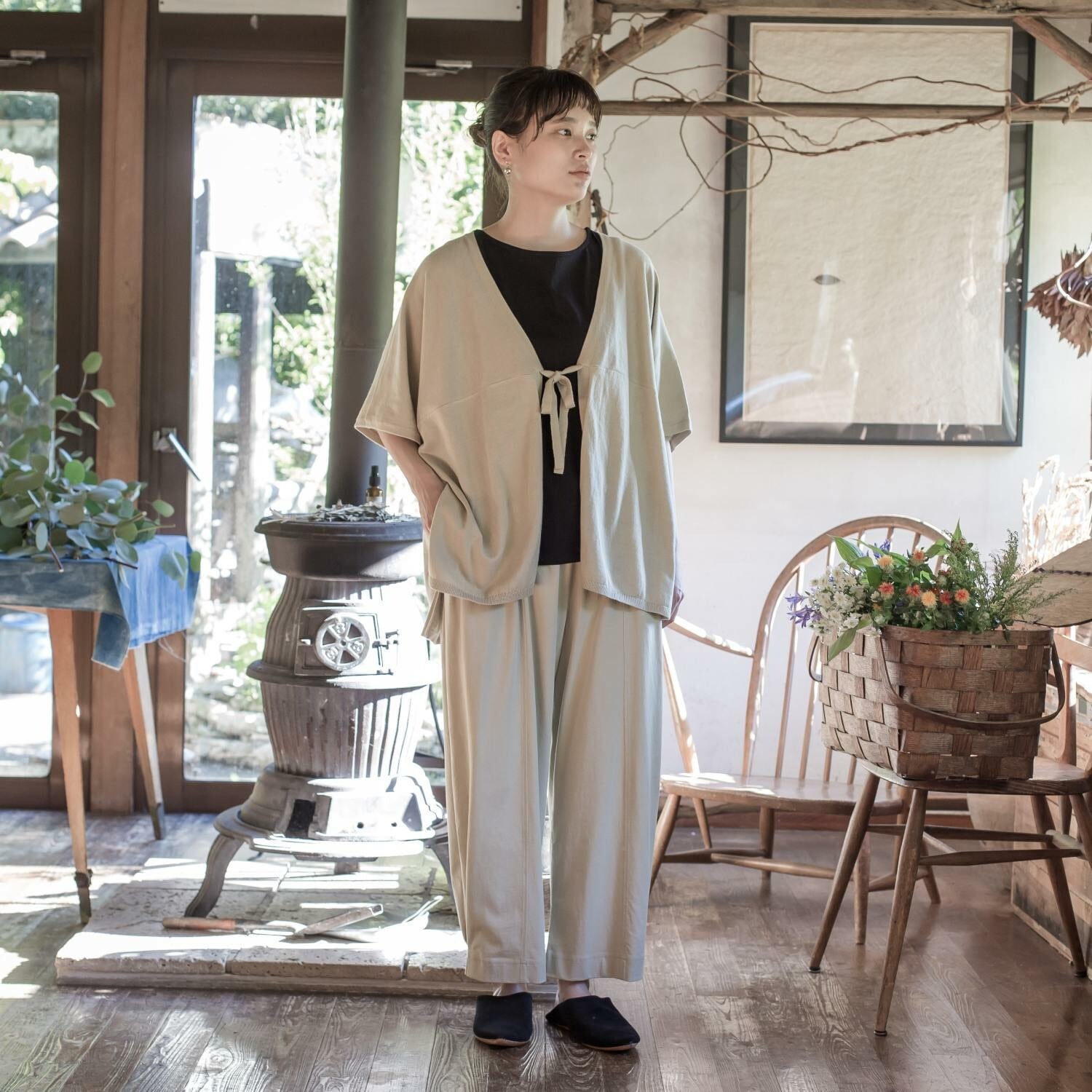 【sisam】フロントタイカーデ|オーガニックコットン