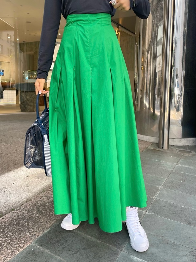 【予約】high waist tuck skirt / green (5月上旬発送予定)
