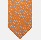 3-Fold Silk Tie, Micro Pattern, Orange - JA056667-3