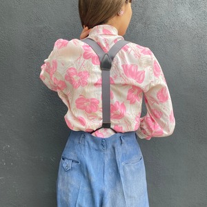 60’s flower print bowtie blouse