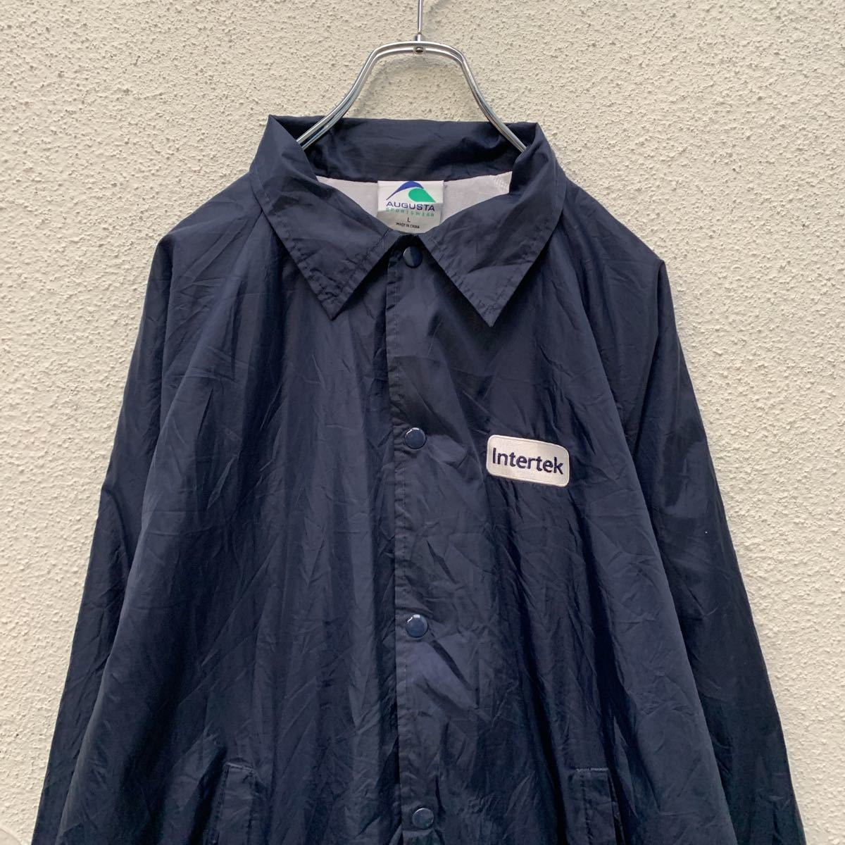 レア SEESEE Augusta コーチジャケット coach jacket AUGUSTA ナイロン コーチジャケット L ネイビー 裏地あり スナップ