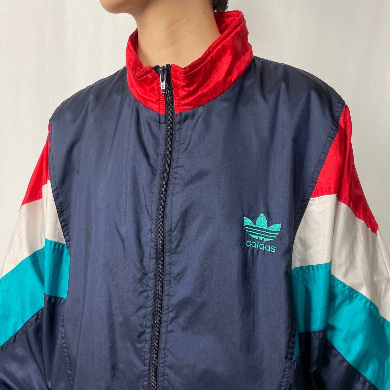 80年代 adidas アディダス ナイロン トラックジャケット メンズXL 古着 