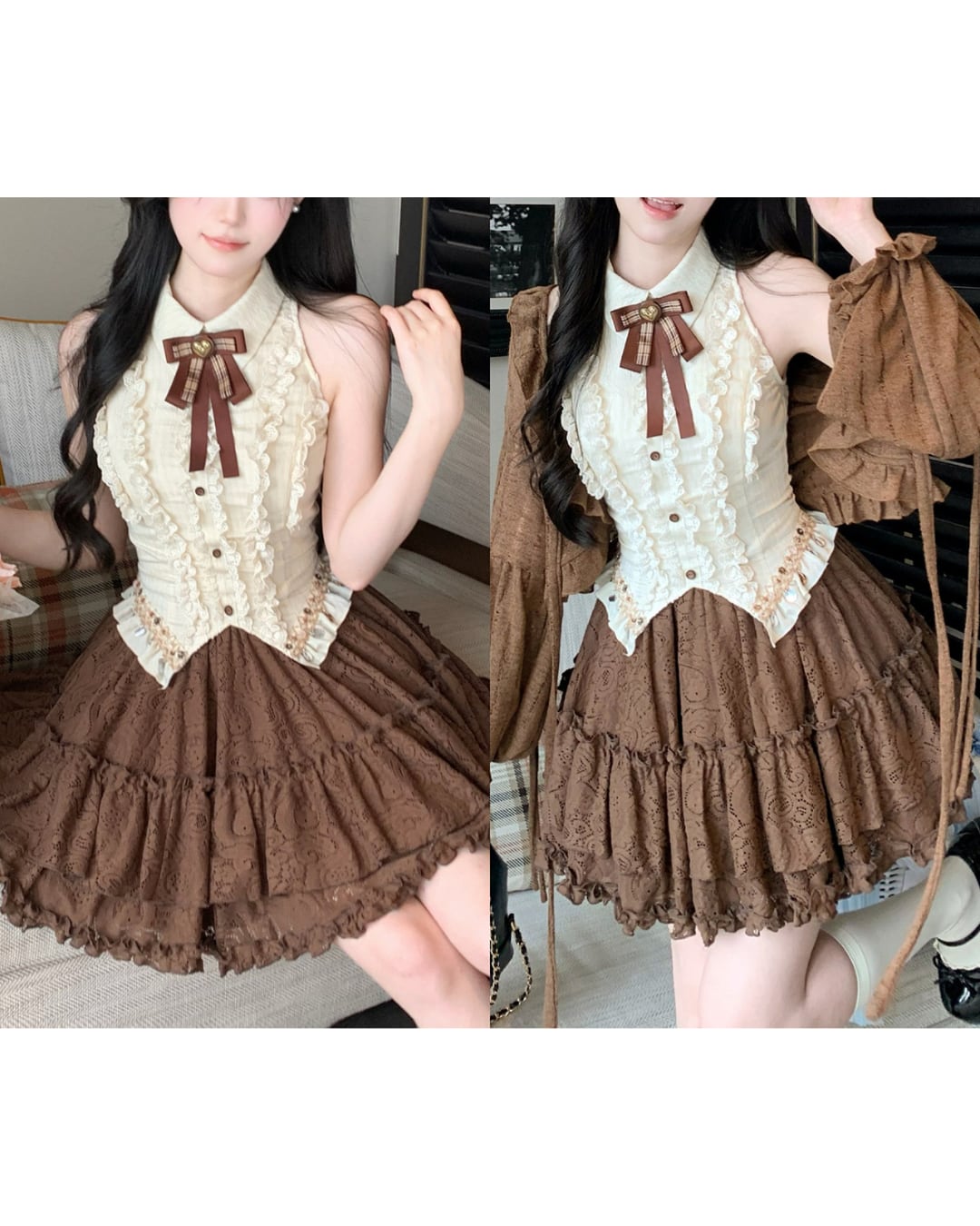 レースボレロ&ティアードキャミソールワンピースセット 2608946