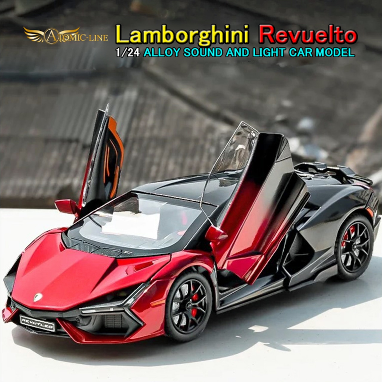 ランボルギーニ Revuelto レヴエルト 1/24 ミニカー 全3色 ライト点灯 エンジンサウンド 合金モデル 模型 ジオラマ