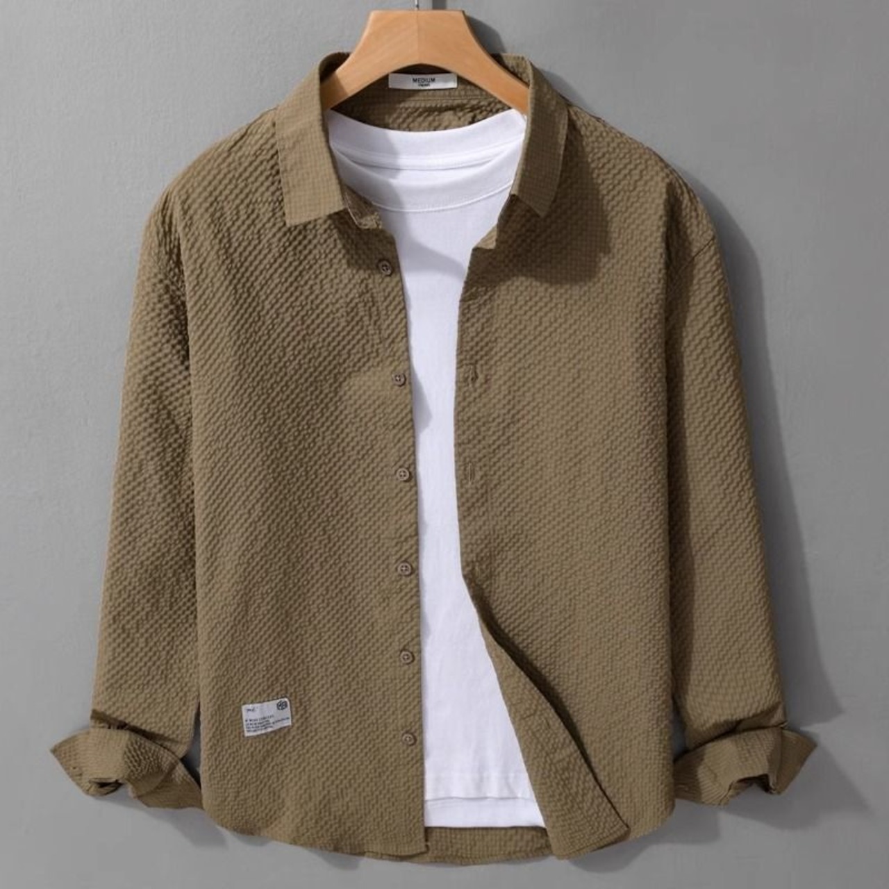 【M-3XL】Light Textured Long Sleeve Shirt / ライト テクスチャー 長袖 シャツ